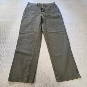 Madewell Olive Green Herringbone Utility Straight Leg Pants High Rise Womens 29